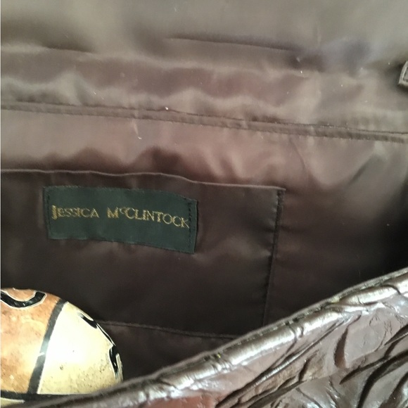 Jessica McClintock Brown Textured Clutch Purse Small Handbag $45 - Picture 6 of 8